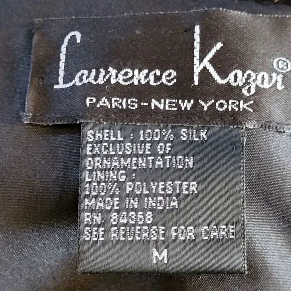 Vintage Laurence Kazar Silk Embroidered and Beaded Top Evening Wear - Picture 5 of 6